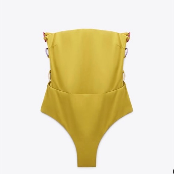 Zara Olive Green One Piece Swimsuit. NWT. Size Large. - Picture 3 of 7